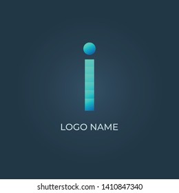 Alphabet letter i logo with blue gradient colour on isolated dark background