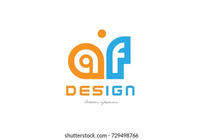alphabet letter logo combination af a f in orange and blue suitable for a business or company