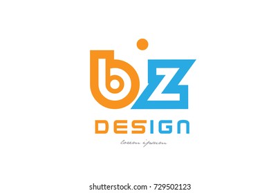 alphabet letter logo combination bz b z in orange and blue suitable for a business or company