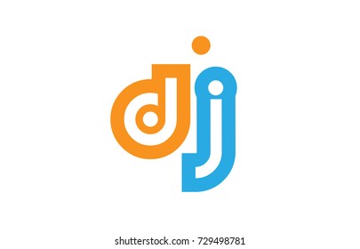 alphabet letter logo combination dj d j in orange and blue suitable for a business or company