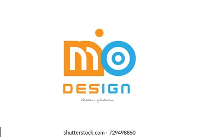 alphabet letter logo combination mo m o in orange and blue suitable for a business or company