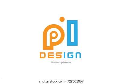 alphabet letter logo combination pl p l in orange and blue suitable for a business or company