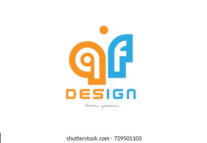 alphabet letter logo combination qf q f in orange and blue suitable for a business or company