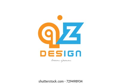 alphabet letter logo combination qz q z in orange and blue suitable for a business or company