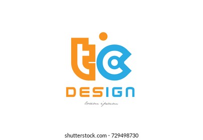 alphabet letter logo combination tc t c in orange and blue suitable for a business or company