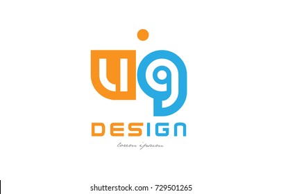 alphabet letter logo combination ug u g in orange and blue suitable for a business or company