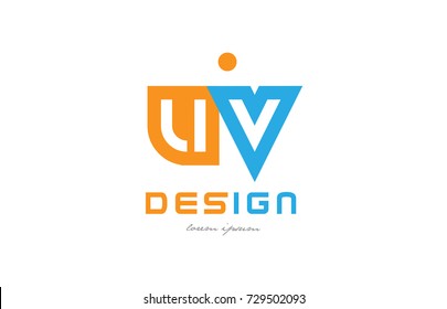 alphabet letter logo combination uv u v in orange and blue suitable for a business or company