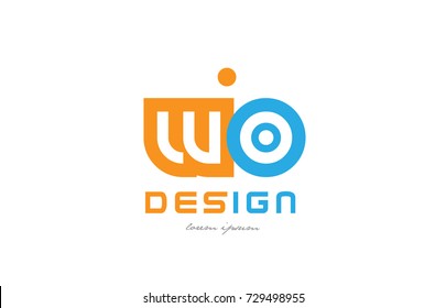 alphabet letter logo combination wo w o in orange and blue suitable for a business or company