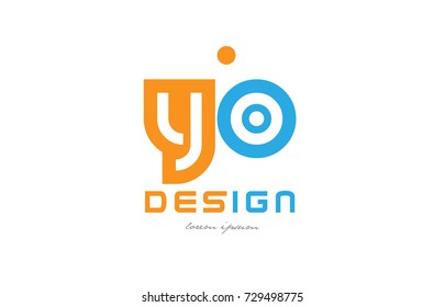 alphabet letter logo combination yo y o in orange and blue suitable for a business or company