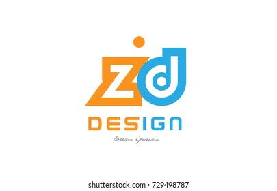 alphabet letter logo combination zd z d in orange and blue suitable for a business or company