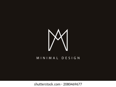 Alphabet letter AM logo design icon art line