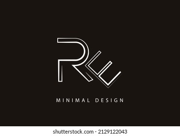 Alphabet letter RE logo design line art