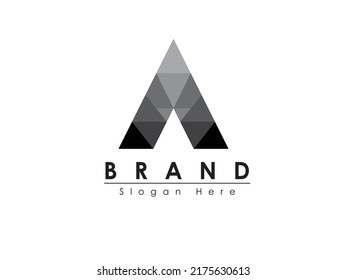 Alphabet letter A logo design Vector grey black abstract art