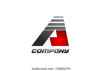 A alphabet letter logo icon design in red grey gradient color for company and business