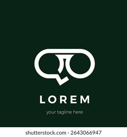 Letra del alfabeto icono de logotipo monograma QO fondo verde