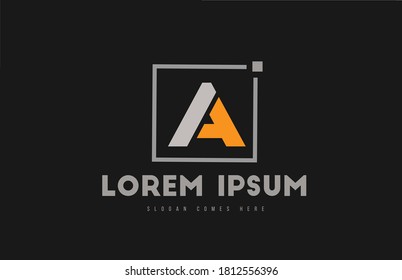 A alphabet letter logo icon in orange grey black. Square dot design for company and business identity