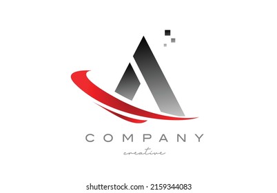 A alphabet letter logo icon with red swoosh . Design suitable for a company or business