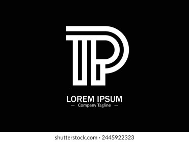 Vector de logotipo de letra alfabética T P o PT mínimo y espacio negativo mínimo logotipo