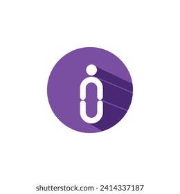 Alfabetizar el logotipo de la letra larga sombra de la imagen del vector blanco púrpura. Símbolo de texto alfabeto icono plano en letra con plantilla de signo de sombra larga