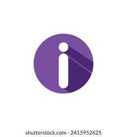I alphabet letter logo long shadow purple white vector image. Alphabet text symbol flat icon i letter with long shadow sign template