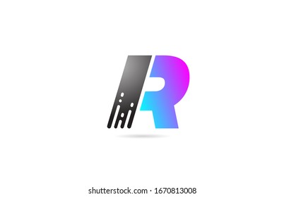 alphabet letter logo R design icon for business and company in black grey and pink. Suitable for catchy logotype template