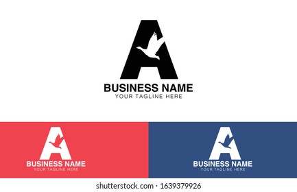 Alphabet letter A a logo vector design with three different backgrounds