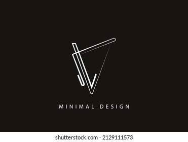 Alphabet letter LV logo design line art