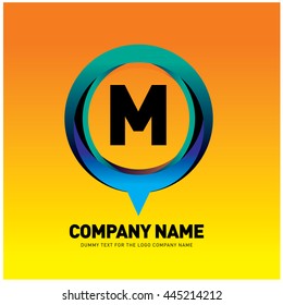 Alphabet letter M colorful logo in the circle. Vector design template elements for your application or company identity.