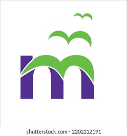 alphabet letter m freedom concept birds flying logo symbol icon design