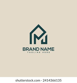 Alphabet letter M house symbol logo icon design template vector elements.