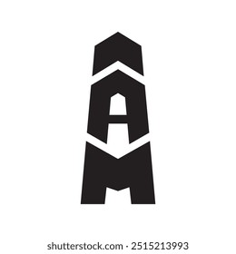 alfabeto a letra m logotipo farol