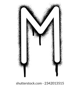 Alphabet letter M stencil graffiti with black spray paint