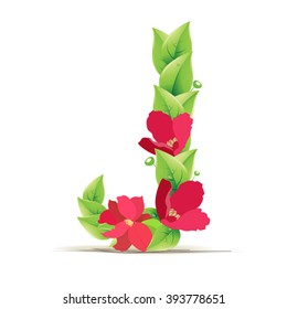Alphabet Letter Made of Flowers. Vector.