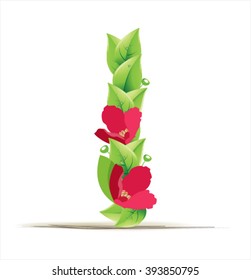 Alphabet Letter Made of Flowers. Vector.
