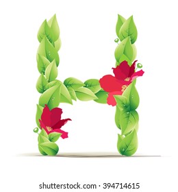 Alphabet Letter Made of Flowers. Vector.