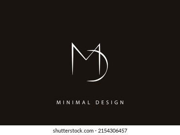 Alphabet letter MD logo design line art