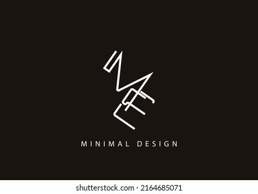 Alphabet letter ME logo design line art