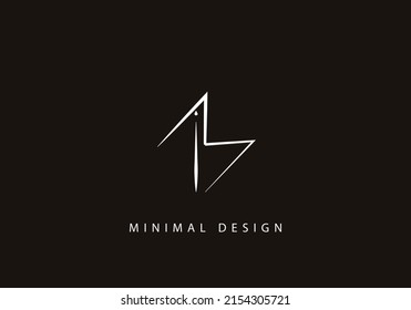 Alphabet letter MI logo design line art