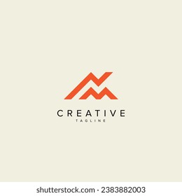 Alphabet Letter MN NM Mountain Logo Design Vector Graphic Template.