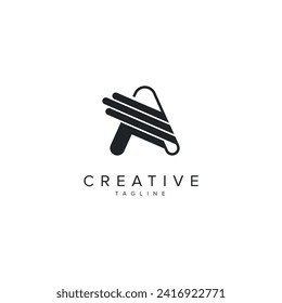 Alphabet A letter modern style line logo element vector.