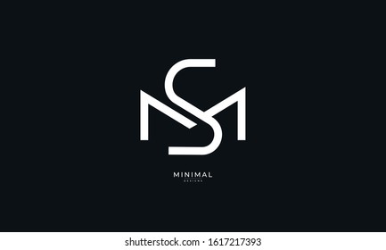 Alphabet letter monogram icon logo  MS or SM