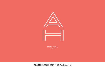 Alphabet letter monogram icon logo AH or HA in a house shape 