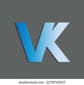 Alphabet letter monogram icon logo VK.Letter KV logo icon design template elements.VK or KV letter logo. Unique attractive creative modern initial VK V K initial based letter icon logo