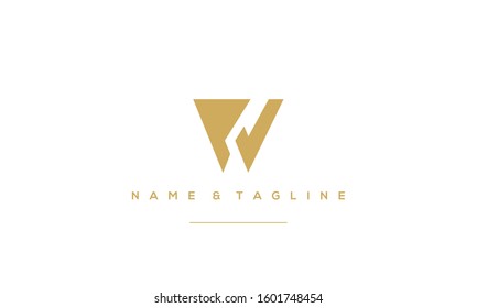 Alphabet letter monogram logo PW or WP
