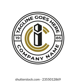 Alphabet letter monogram logo, simple C,I symbol icon Emblem background