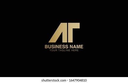 Alphabet AT at letter monogram logo vector design.