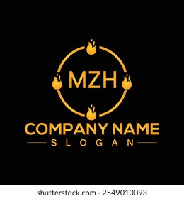 Alphabet letter MZH creative logo design