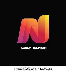 Alphabet letter N logotype. Color gradient logotype vector design template.