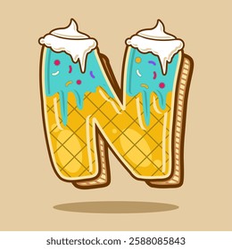 Alphabet letter N shaped ice cream