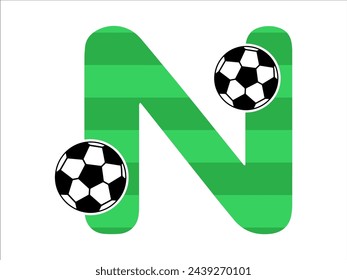 Alphabet Letter N with Soccer Ball Illustration